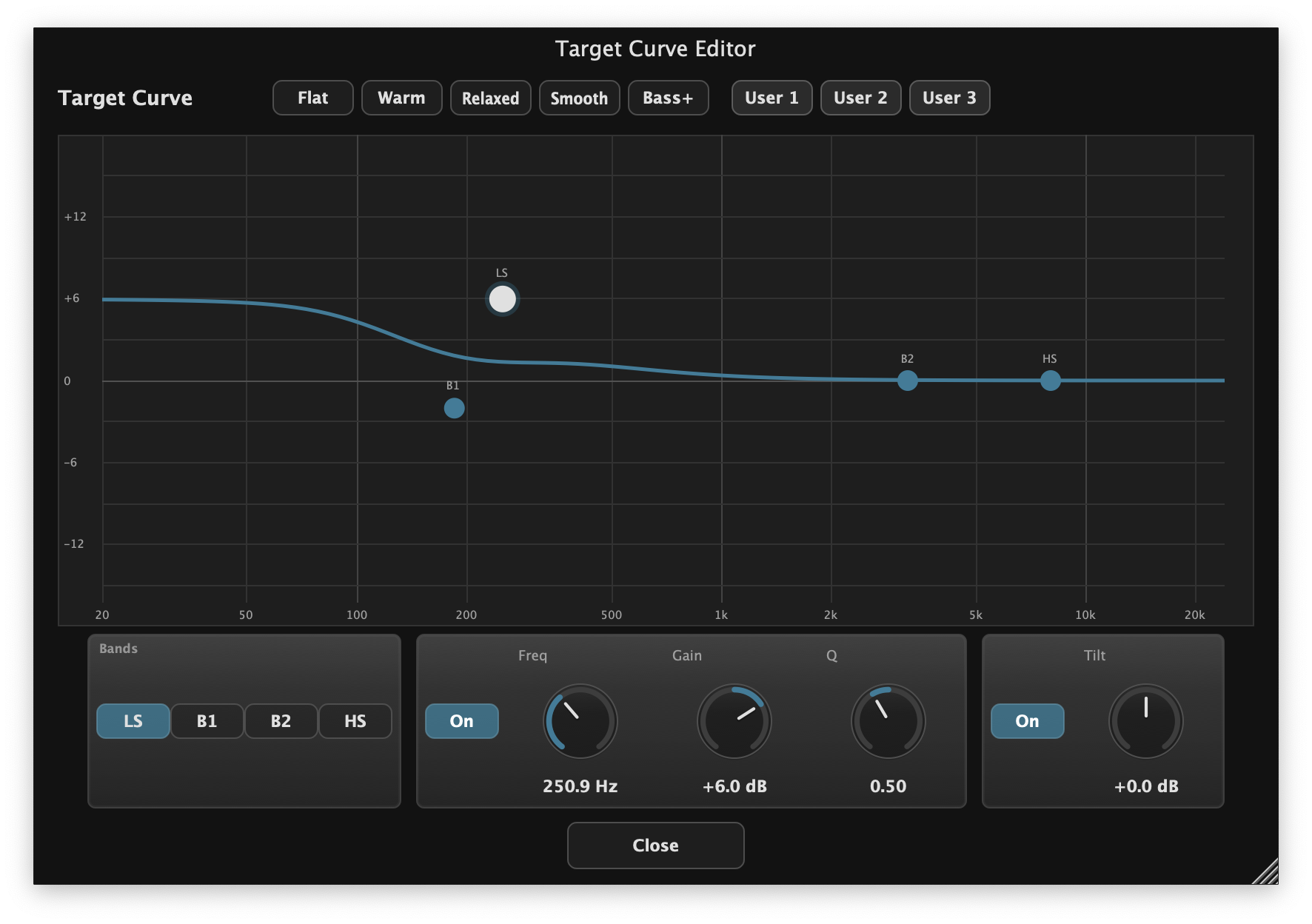 FIRForge Convolver target curve shaping view